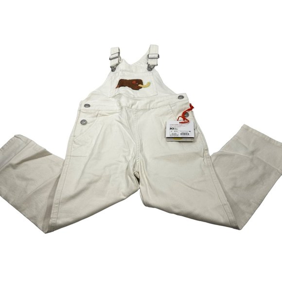 Christian Robinson Boy's Size 4T Woolly Mammoth Embroidered Overalls Cream New - Picture 1 of 16